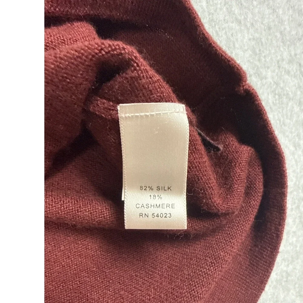 Banana Republic Silk Cashmere V-Neck Sweater Mens L Burgundy Classic Fall Luxury